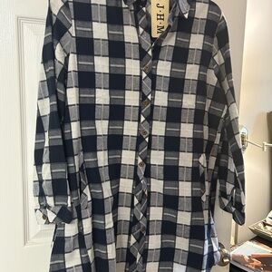 Blue and White Casual Button Down Women’s Shirt